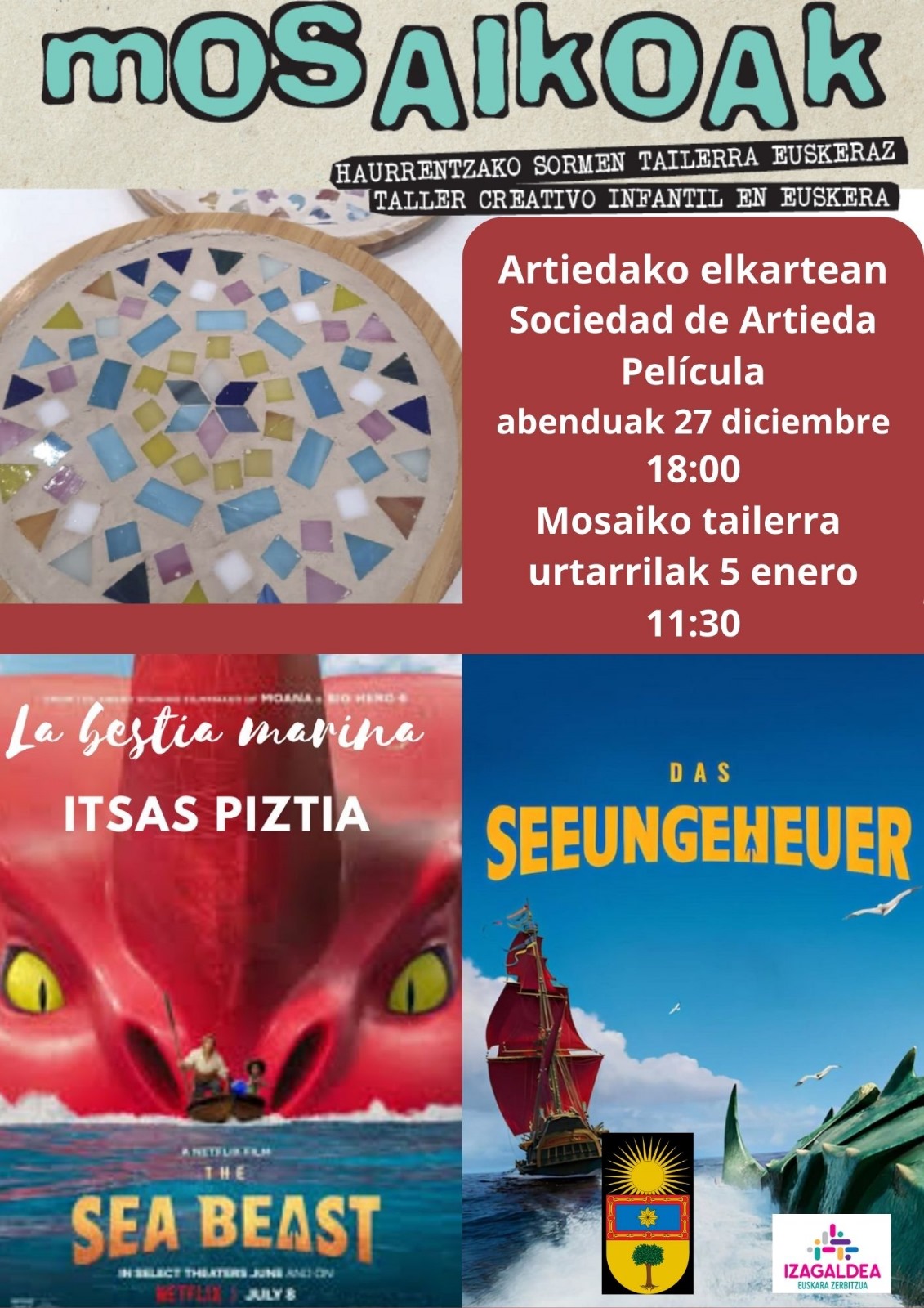 EN NAVIDAD , CINE Y TALLER DE MANUALIDADES EN URRAÚL BAJO/